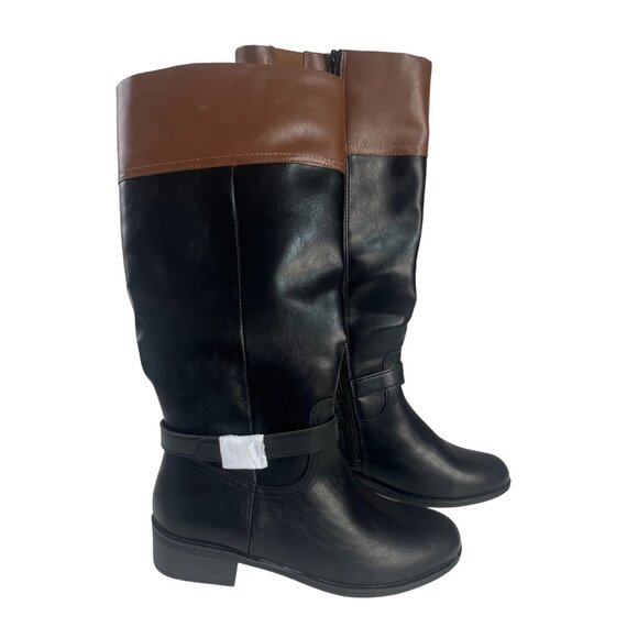 St Johns Bay Danwood Womens Boots Multi Knee High Black Size 8M New - Picture 1 of 12